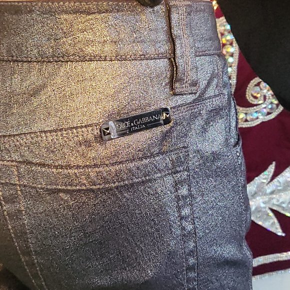 Y2k DOLCE & GABBANA vintage Metallic LOW RISE Jeans - Picture 2 of 10